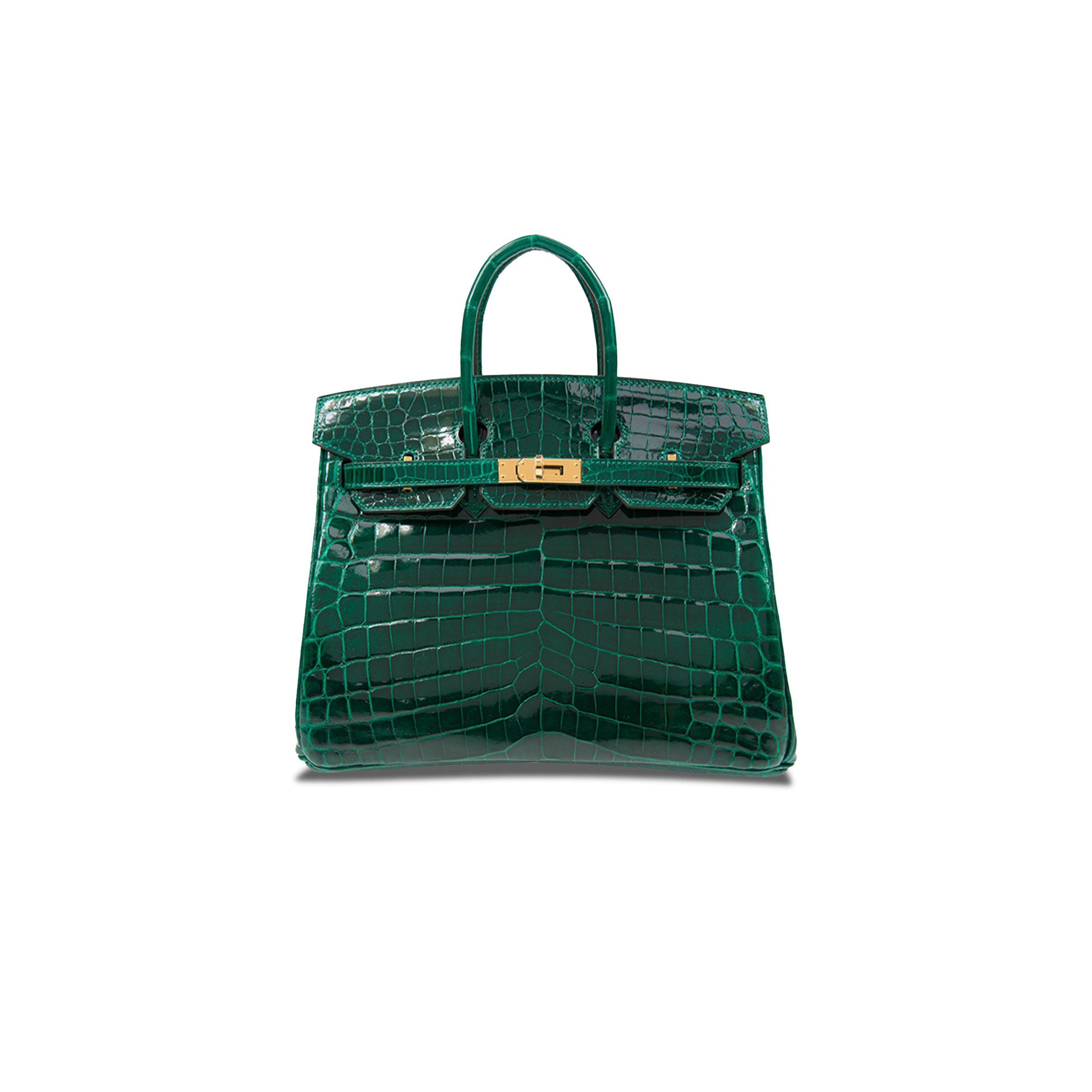 H**mes master birkin 25 crocodile leather shiny emerald gold buckle h041354ck3u (25*20*13cm)